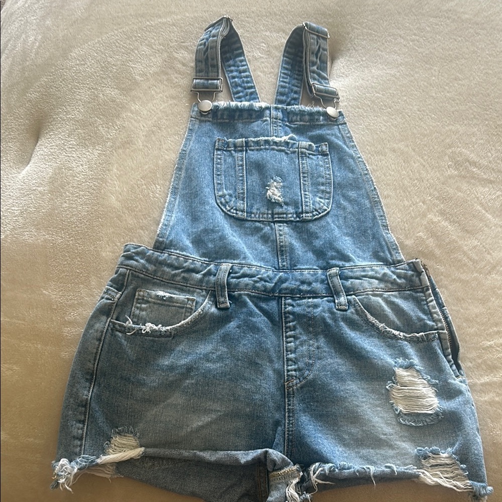 Distressed Denim Overalls